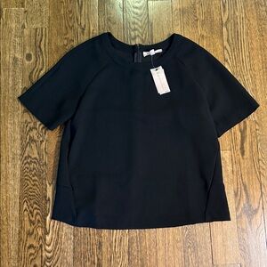 NWT Philosophy Short Sleeve Black Blouse Size Large